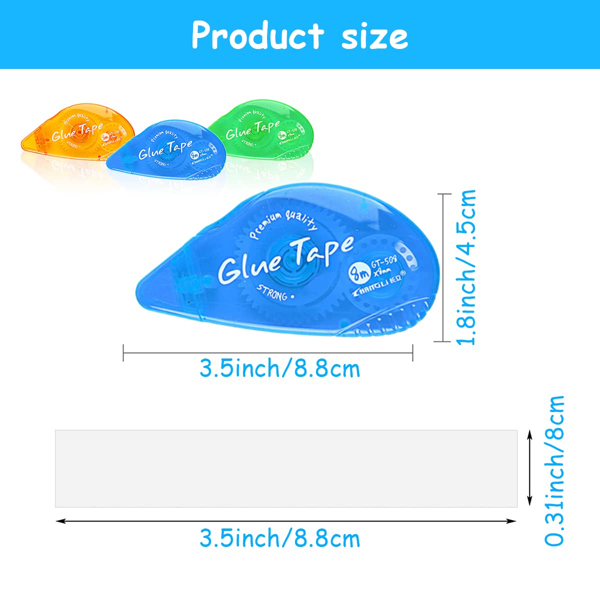 HASTHIP Adhesive Runner Roller Tapes for Scrapbooking DIY Crafts 3 Pack 8mm x 8m | Smooth Fast Application