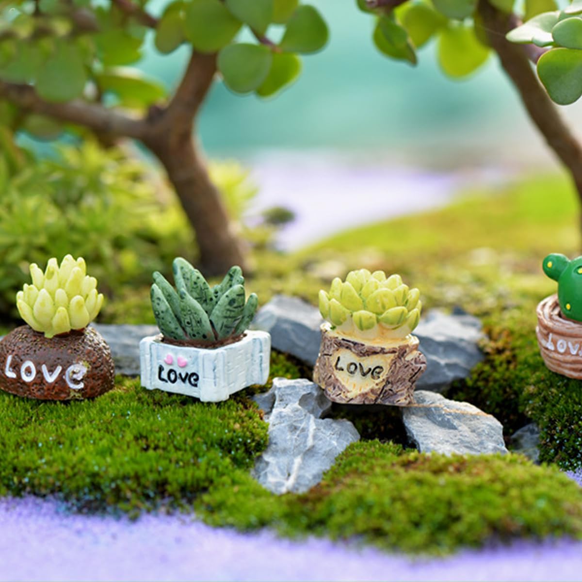 HASTHIP Cactus Micro Landscape Plants 2.3x2.2cm for Desk Decor with PVC Mini Succulents | Dollhouse Garden Display