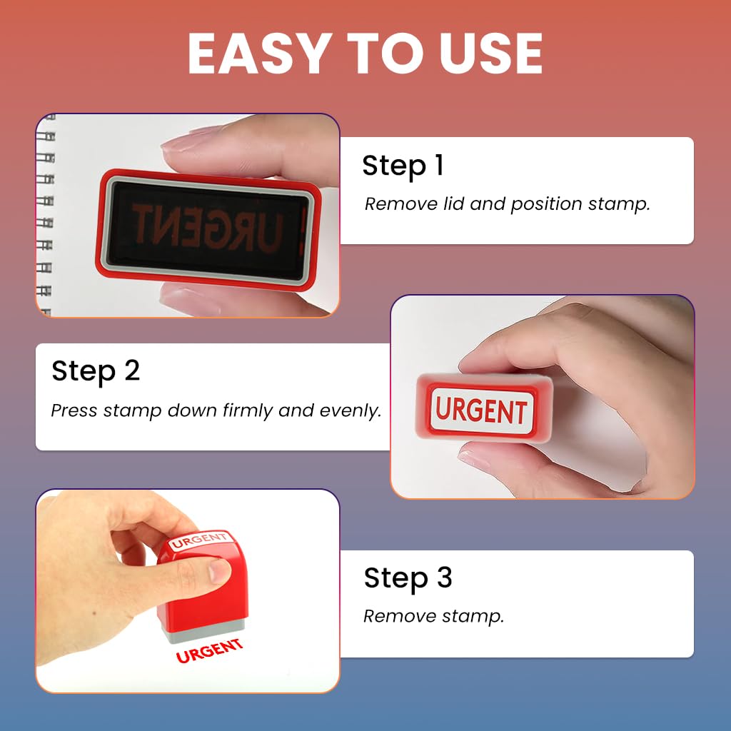 OFIFO Office Stamps Set for School and Office with 8 Color-Coded Pre-Inked Labels | Compact Storage Case