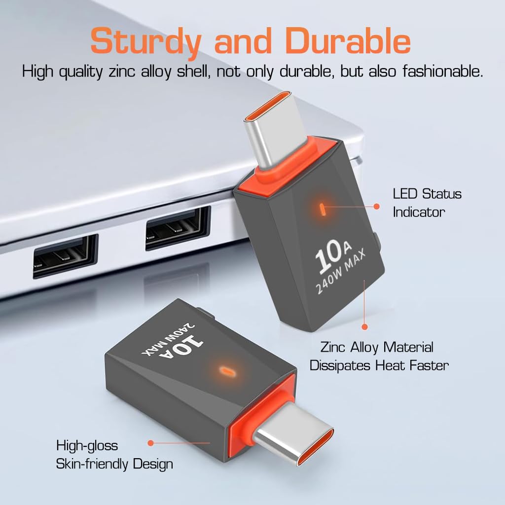 Verilux USB C Adapter for Laptop and Phone with 240W Fast Charging & 5Gbps Transfer | Zinc Alloy