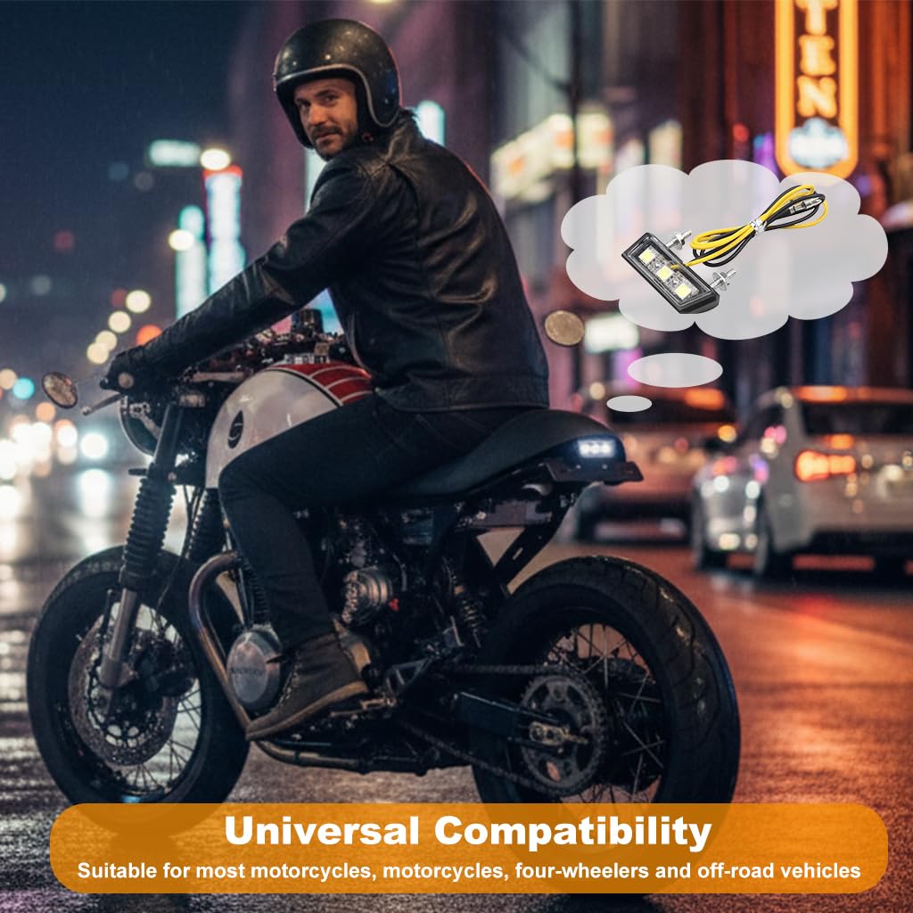 STHIRA Motorcycle License Plate Light for 12V Use with 3 LEDs and Waterproof ABS Housing