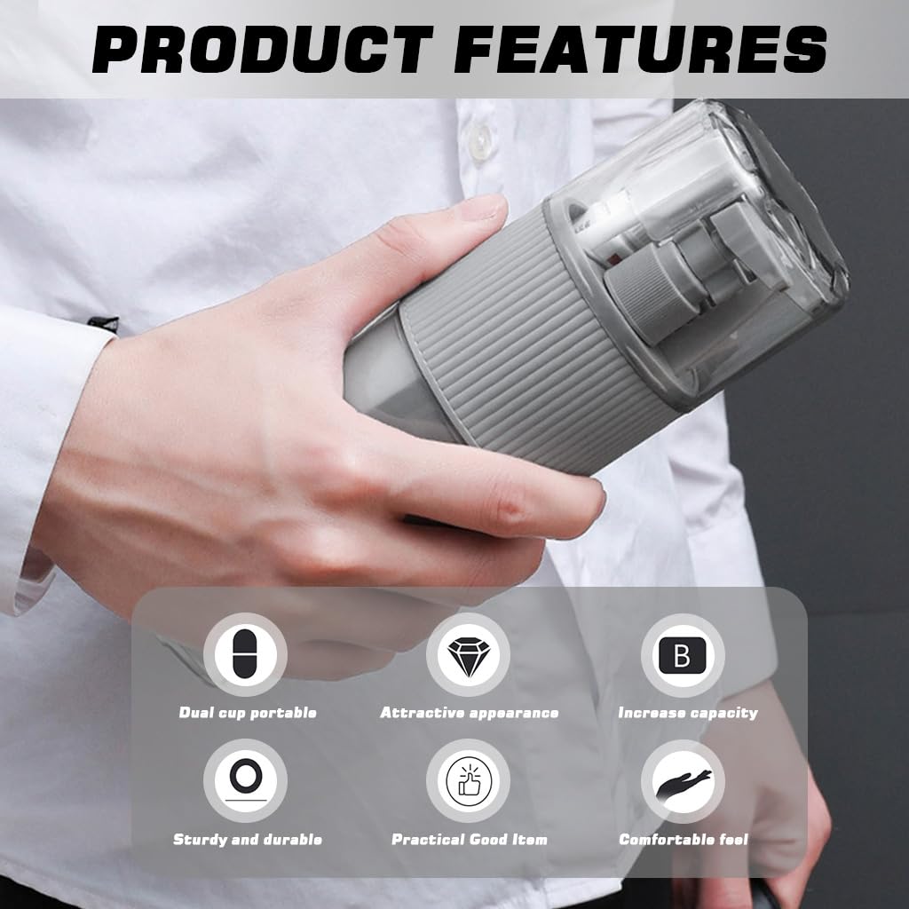 HASTHIP Travel Mouthwash Cup Kit with Dual 45ml Bottles and Convertible Wash Cup Lid | ABS and PP Toiletry Organizer