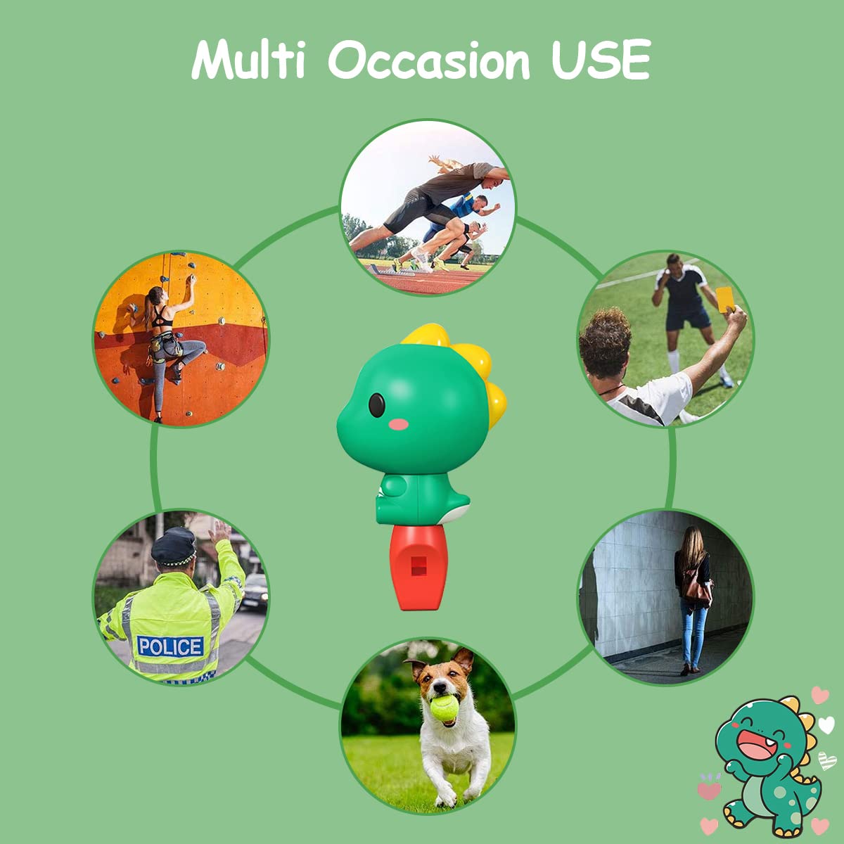 PATPAT Whistle Toy for Kids with Lanyard featuring Green Cartoon Dinosaur | Safe ABS Material
