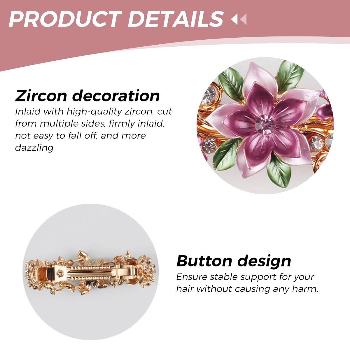 MAYCREATE Barrette Hair Clips for Women featuring Metal Alloy and Rhinestone Flowers | Elegant Daily Accessory