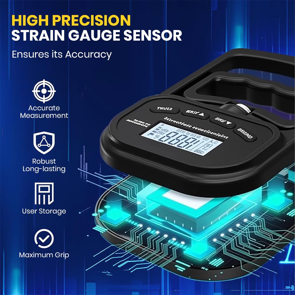 Proberos Hand Grip Dynamometer for Strength Training with LCD Display and 180kg Capacity | Ergonomic Adjustable Handles