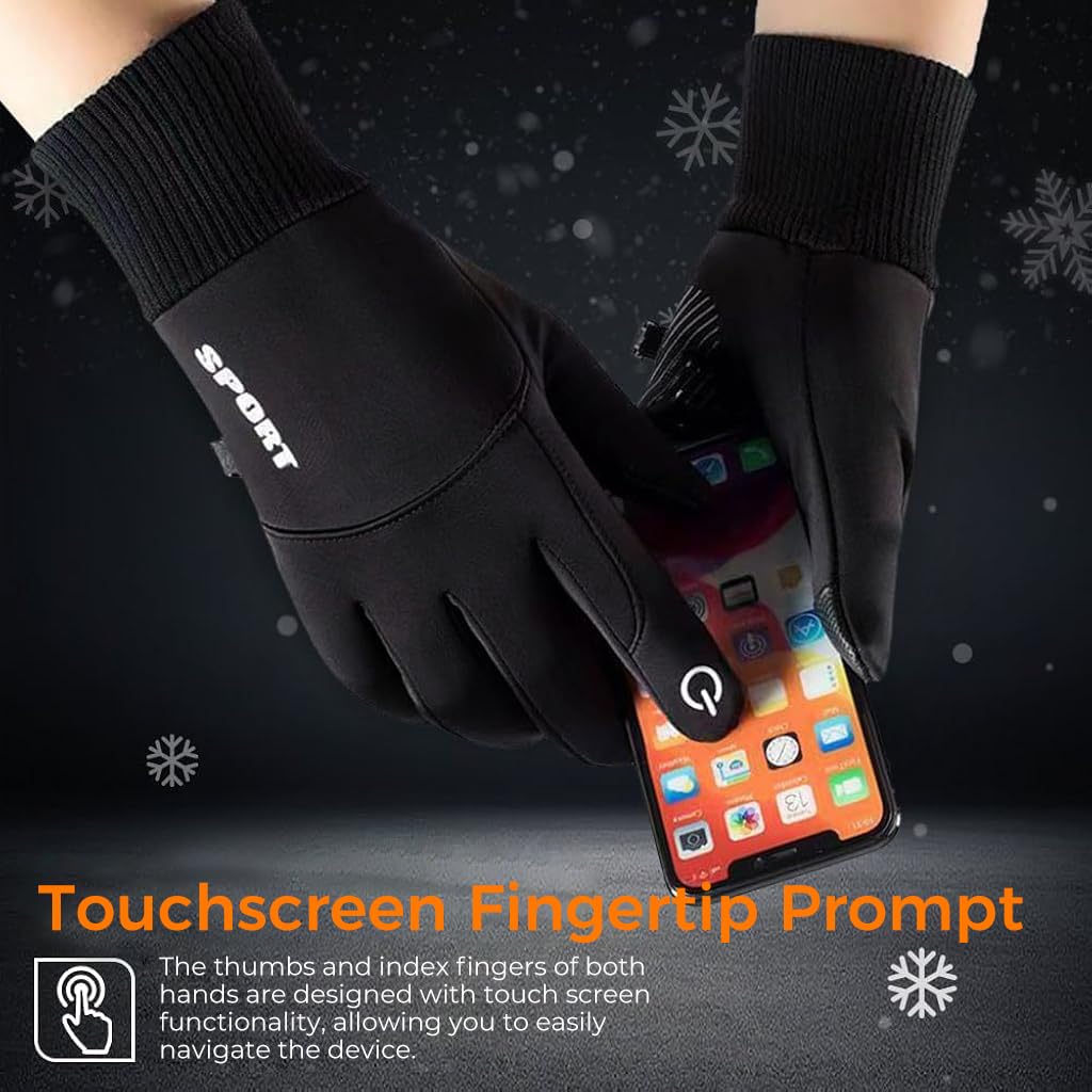 Zibuyu Winter Gloves for Running and Cycling with Touchscreen Fingertips | 30 cm Windproof Water‑Repellent Design for Men and Women