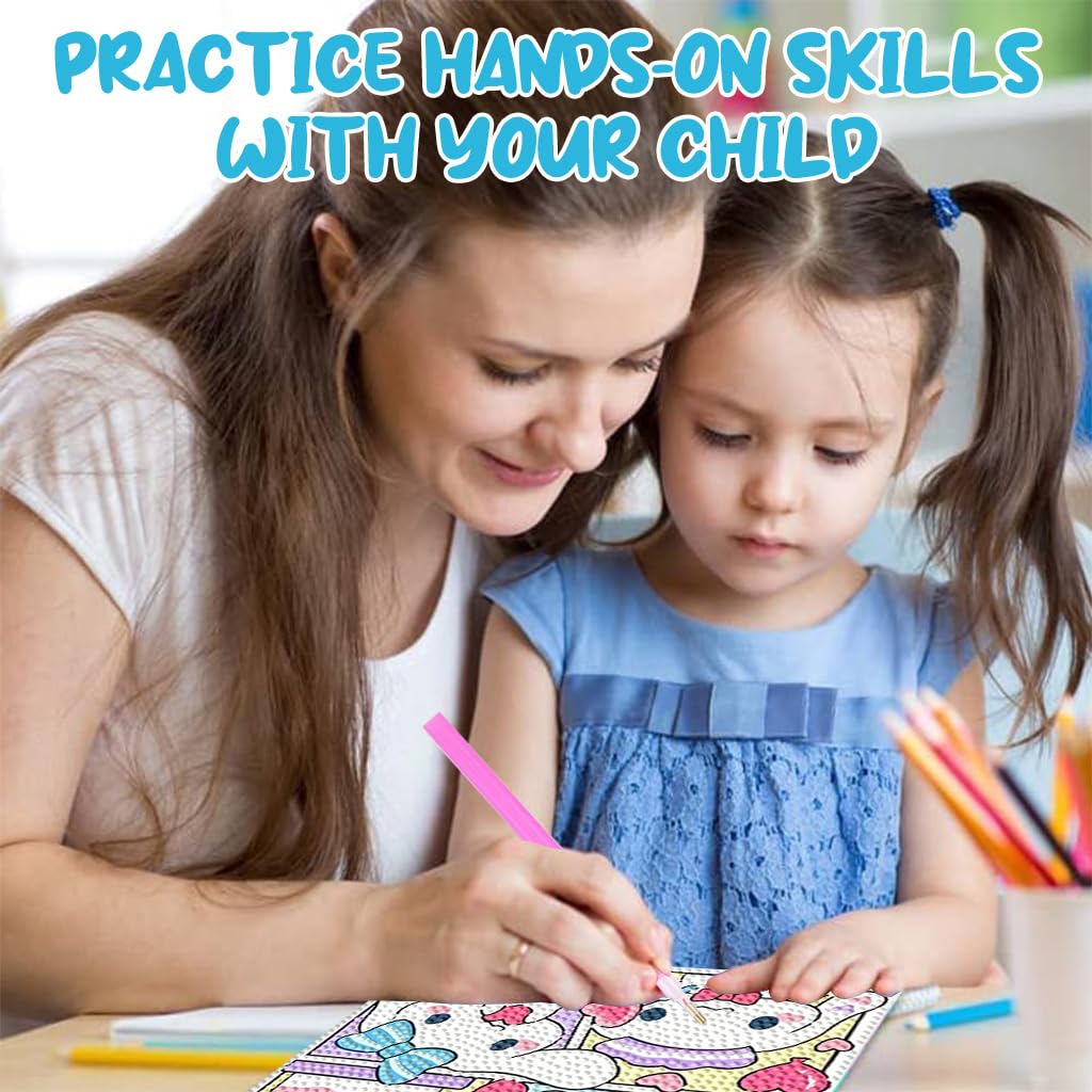 PATPAT DIY Diamond Art Kit for Kids 7 inches featuring Cinnamoroll with Wooden Frame | Fun Desk Craft Gift