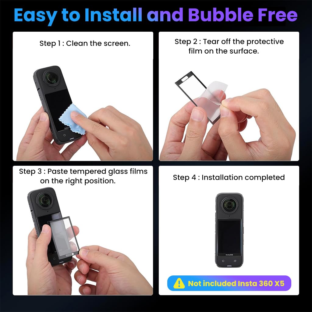 ZORBES Screen Protectors for Insta360 X5 with 9H Tempered Glass | 2 Pack Scratch Resistant Film