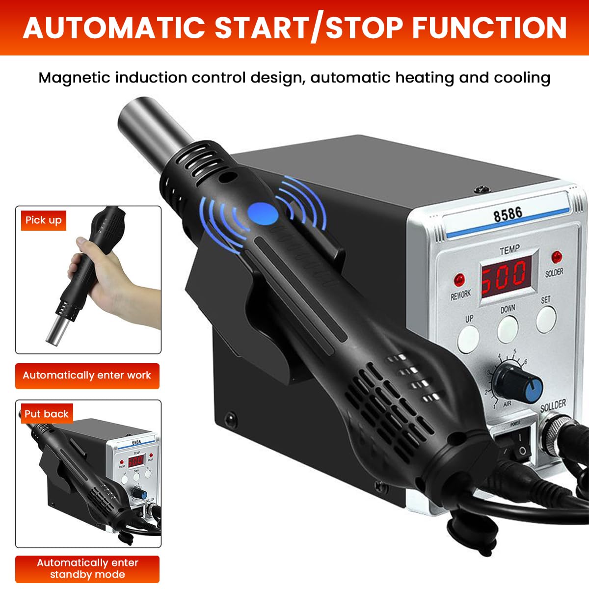Serplex Soldering Station for Precision Repair with LCD Display and Divided Switches | 700W 220V 2-in-1 Hot Air Gun and Iron