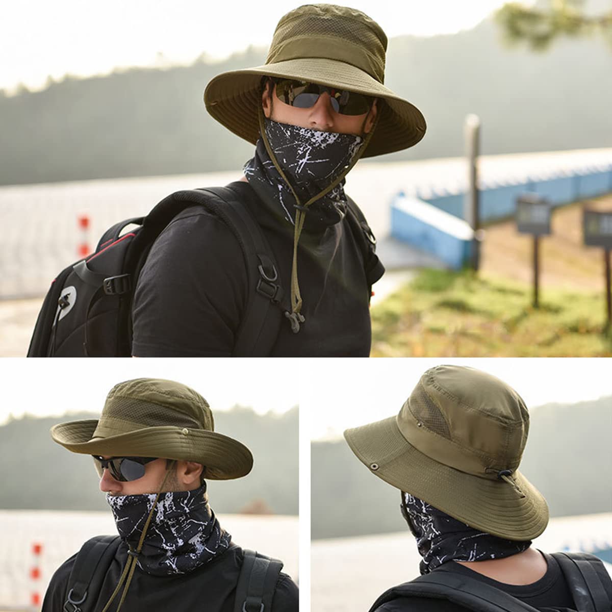 GUSTAVE Mens Sun Hat for Summer Protection with Adjustable Drawstring | 56–60 cm Fit