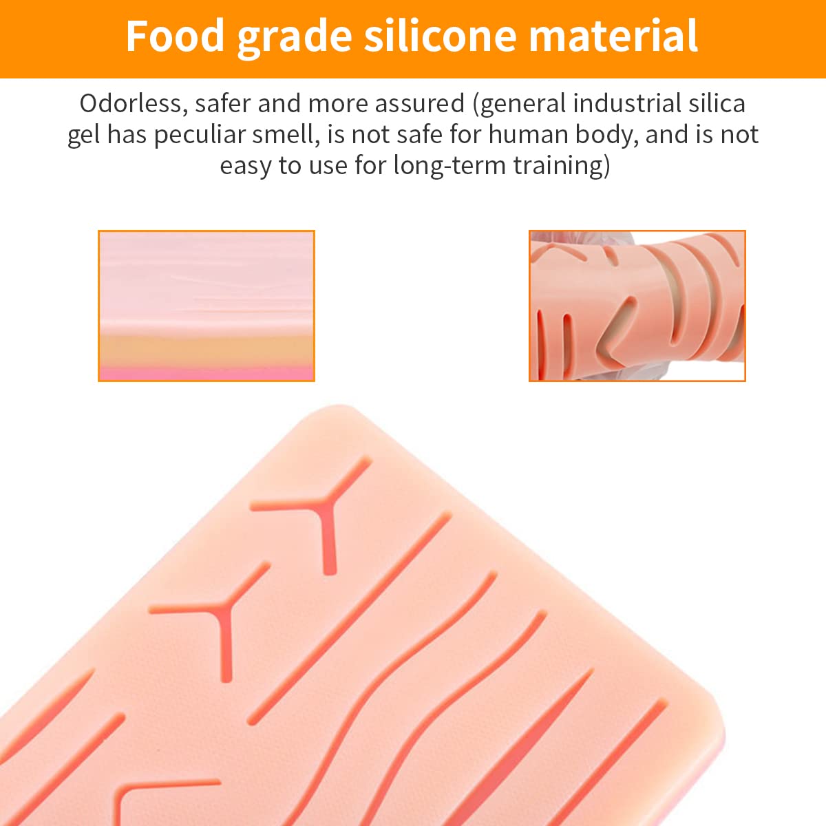 MAYCREATE® Skin Pad for Stitching Practice Surgery Silicone Stitching Practice Skin Pad for Medical Students Interns Veterinarian Students and Nurses,Skin Pad for Stitching Training