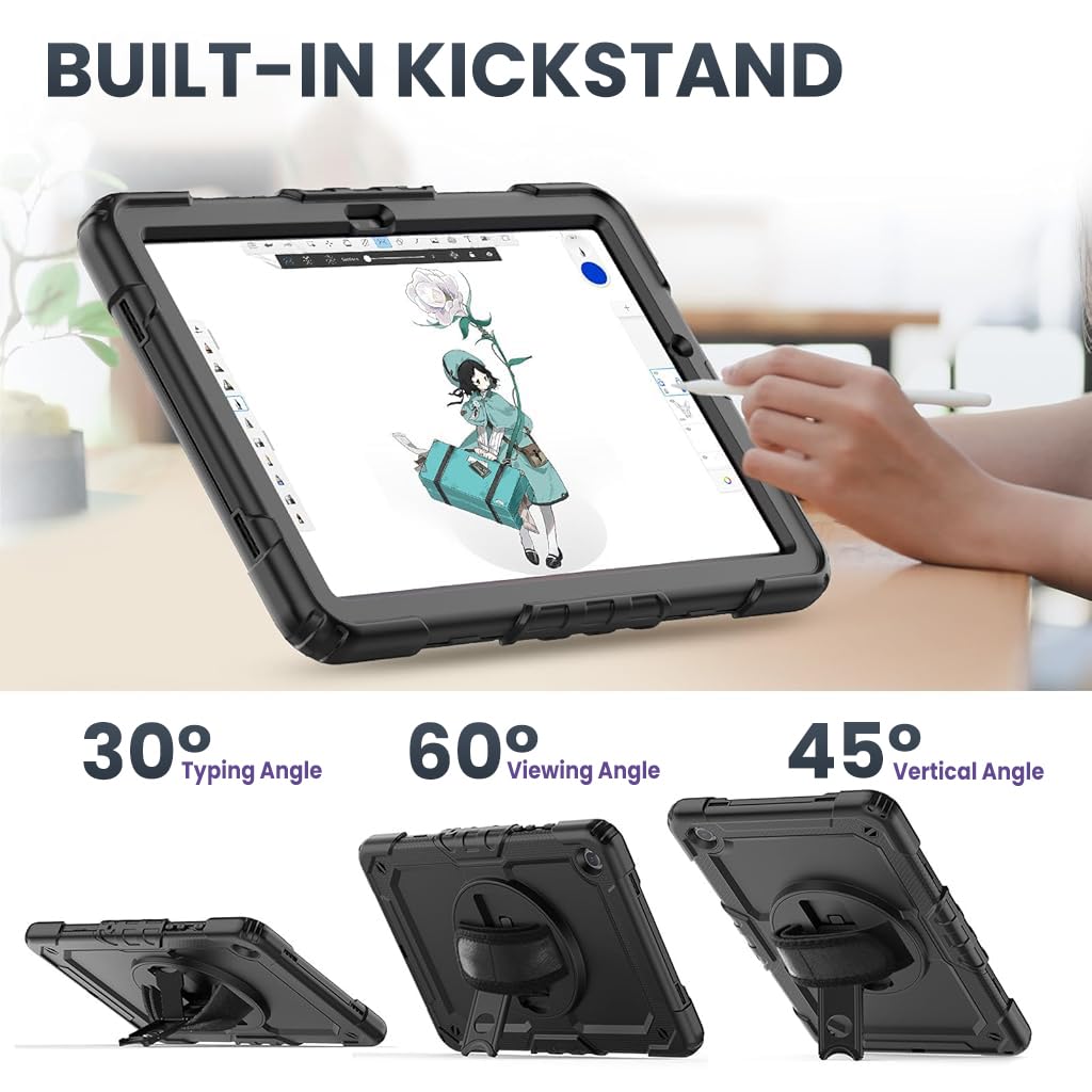 ZORBES Silicone Case for Samsung Tab A9 Plus 11 Inch 2023 with 360° Rotatable Grip and Kickstand | Detachable Sling Strap