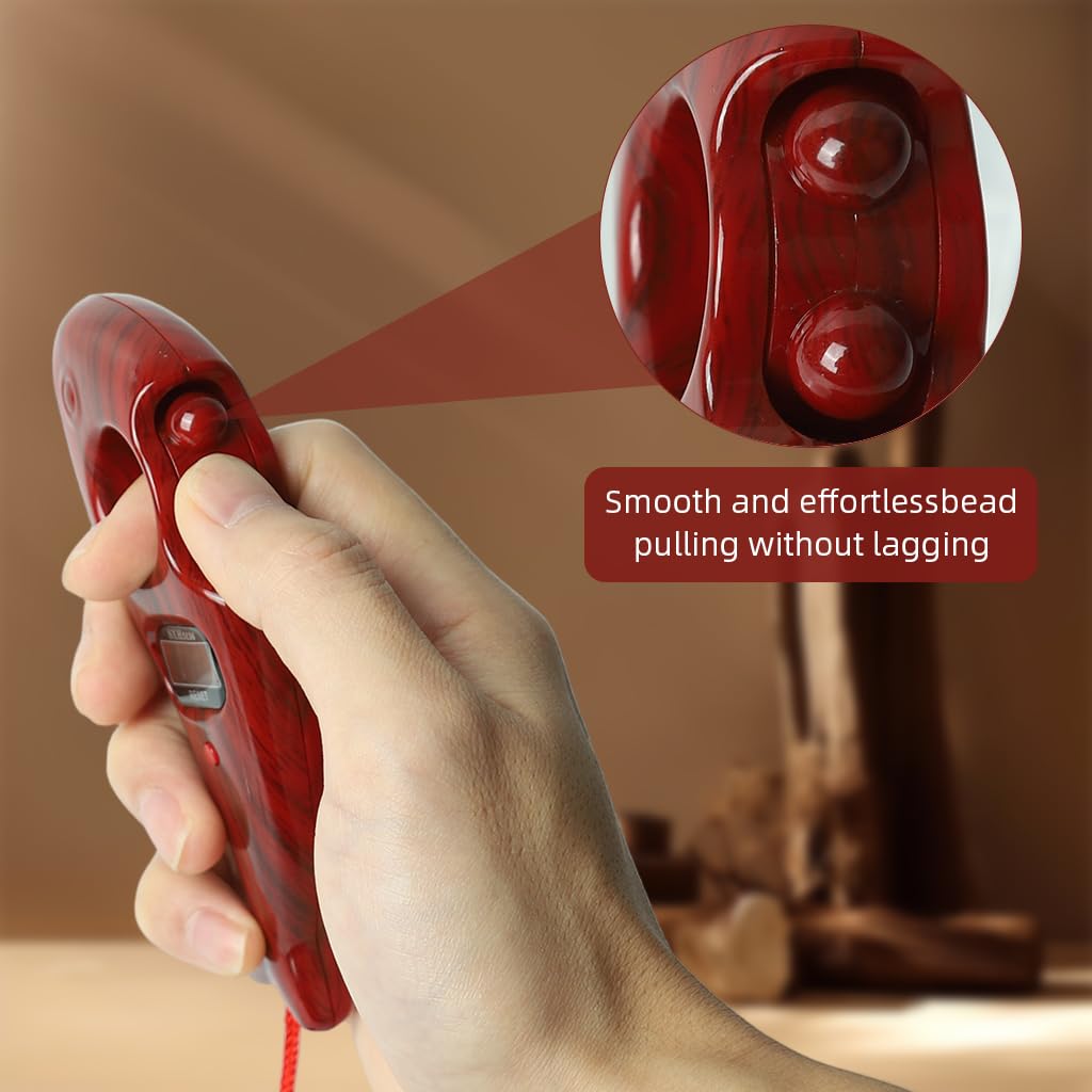 Proberos Digital Tally Counter for Spiritual Practices with 99,999 Count Capacity | Wooden Grain Fish Shape Design and Rolling Prayer Beads