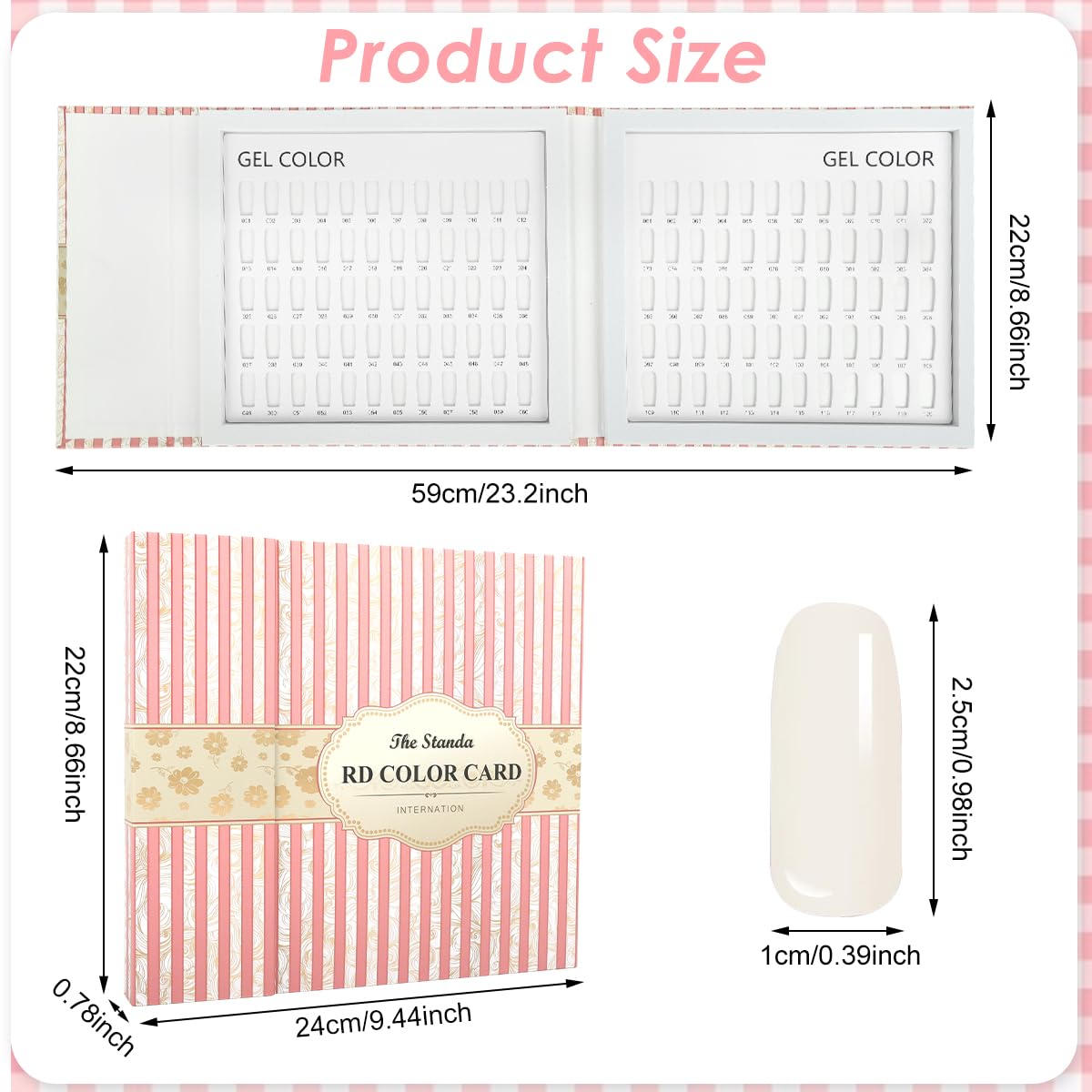 MAYCREATE Nail Color Chart Display Book with 120 False Nail Tips for Salon and Home Use | Pink Hard Cover Organizer for Professional Nail Artists