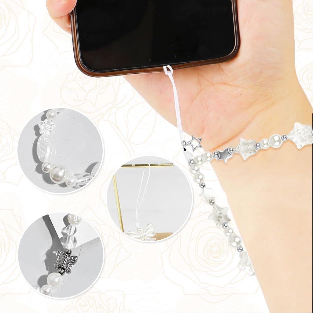 ZORBES Cell Phone Charms for Girls with Pearl Butterfly Bow and Star Design | 4Pcs Set