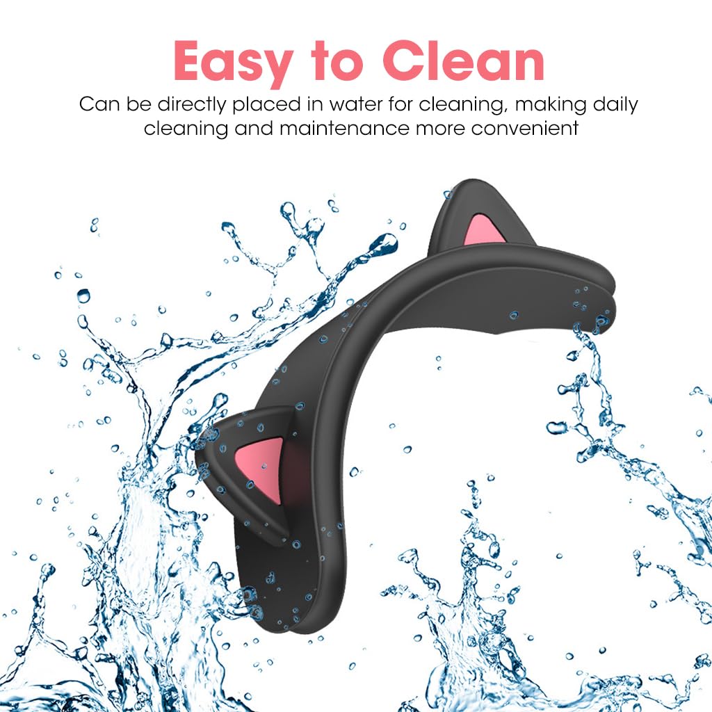 ZORBES Headband Cover for AirPods Max featuring Cute Cat Ear Design and Soft Silicone Protection | Black