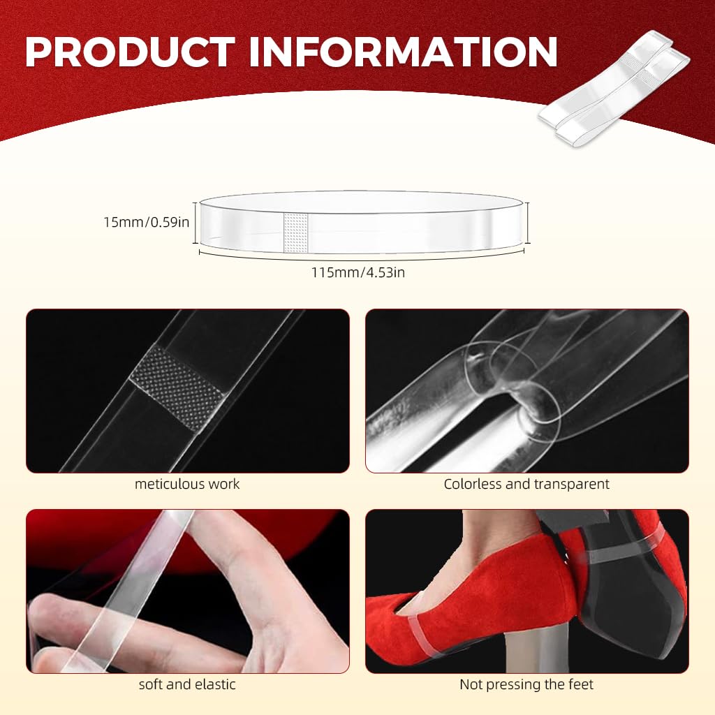MAYCREATE Invisible High Heel Shoe Straps for Women with 15mm Elastic Anti Slip Design | 10 Pairs
