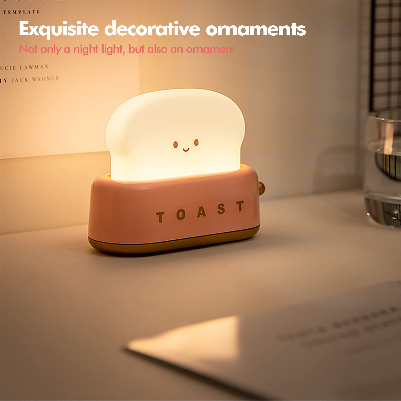 ELEPHANTBOAT Desk Lamp for Kids Room with 800mAh Rechargeable Battery and Auto-Off Timer | Cute Cartoon Toaster Night Light