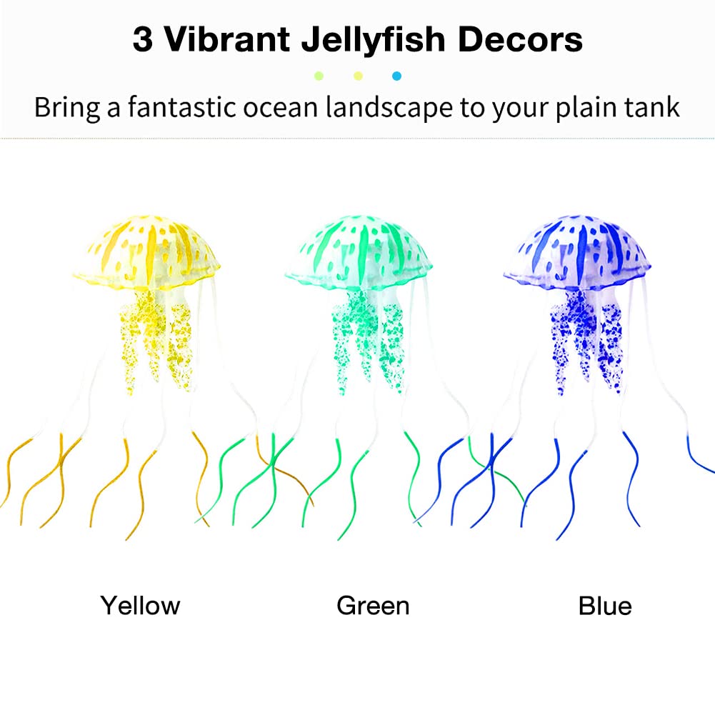 Qpets Aquarium Jellyfish Ornament for Fish Tank featuring 6PCS Floating Silicone Decor