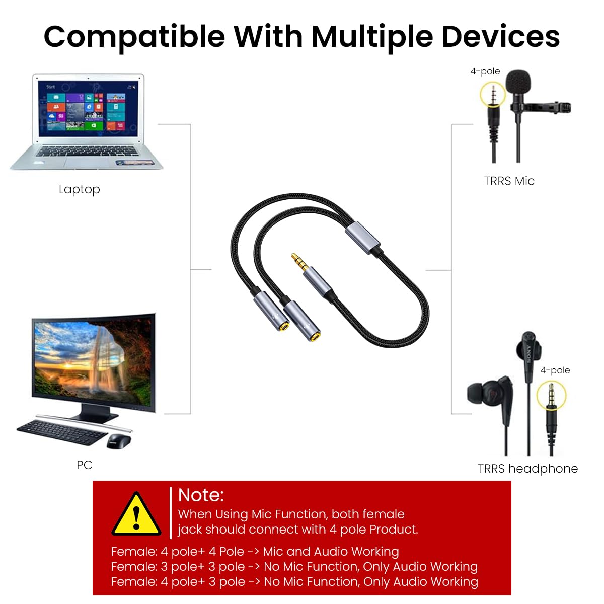 Verilux® 3.5mm Audio Aux Cable