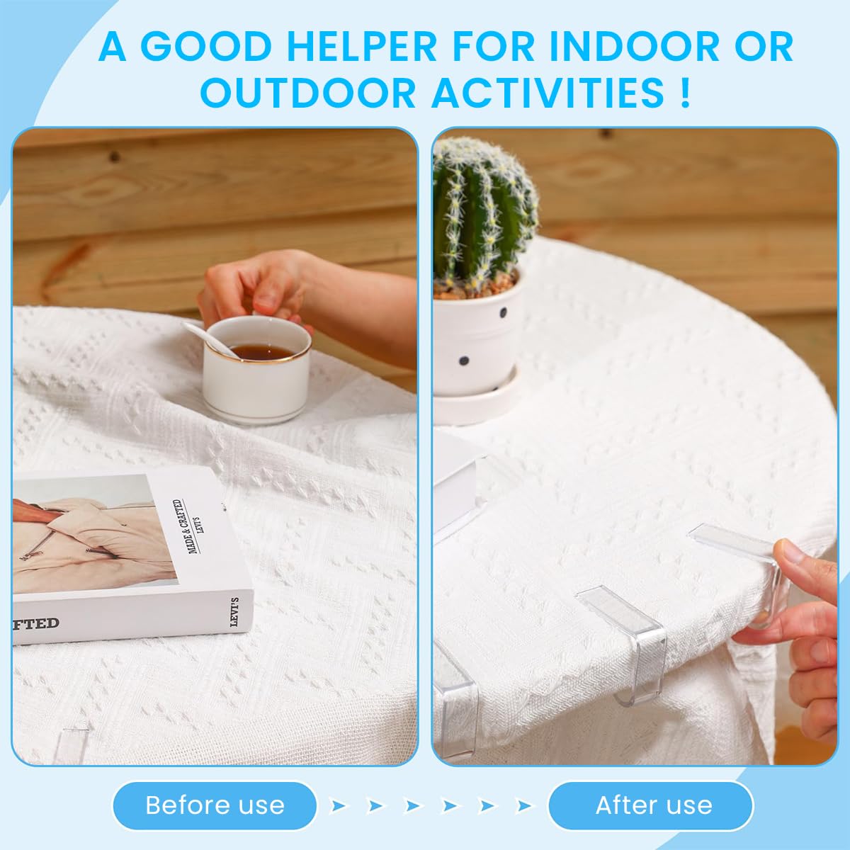 Supvox 8-Pack Clear Tablecloth Clips, Heavy-Duty Non-Slip Table Cloth Clamps, Windproof Outdoor & Indoor Use, Suitable for 35-55mm Thick Tables, Perfect for Parties, Picnics & Weddings