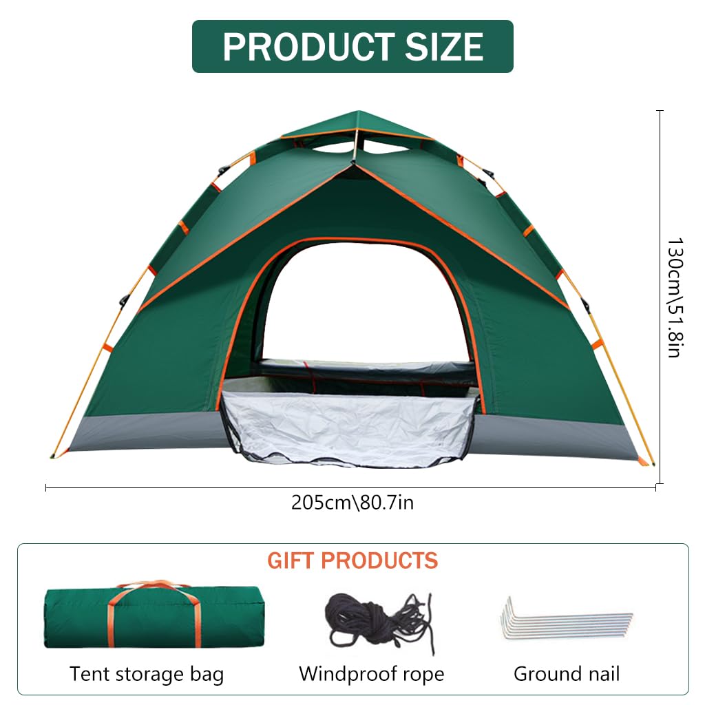 Proberos Portable Tent for Camping, Quick Pop-up Camping Tent with Glassfiber Tent Poles, Travel Folding Camping Tent with Mesh Window Breathable Waterproof Windproof Thermal Camping Tent