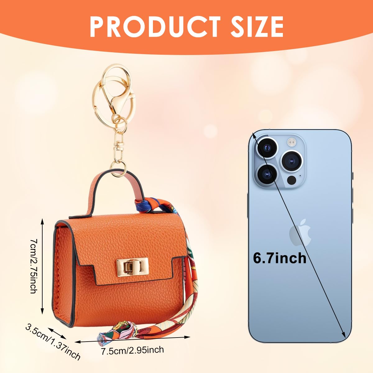 SANNIDHI Bag Charm Mini Backpack Keychain for Women with Golden Clasp 7.5x4x7cm PU Leather Case | Cute Coin Purse and Earbuds Holder