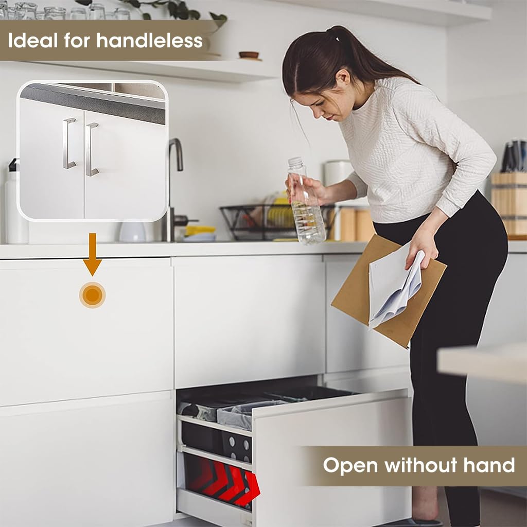 HASTHIP Latch Lock for Cabinet and Drawer with Magnetic Push Mechanism 2pcs White 7.8cm