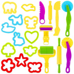 PATPAT® Play Dough Tools Clay Mold Tools Set of 20Pcs Color Playdough Molds and Tools for Kids Assorted Mold for DIY Play Dough Crafting with Plastic Cutters and Rollers Safe Plastic Made