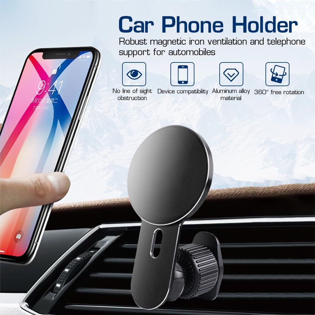 STHIRA Magnetic Mobile Holder for Car with 8 Strong Magnets and 360° Rotatable Design | Aluminum Alloy Build