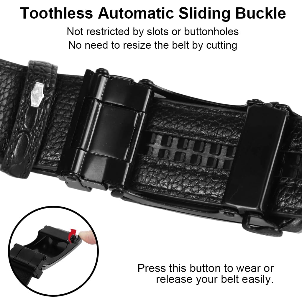 GUSTAVE Belts for Men with Auto Lock Click Buckle featuring 120cm Adjustable Fit and PU Leather Style