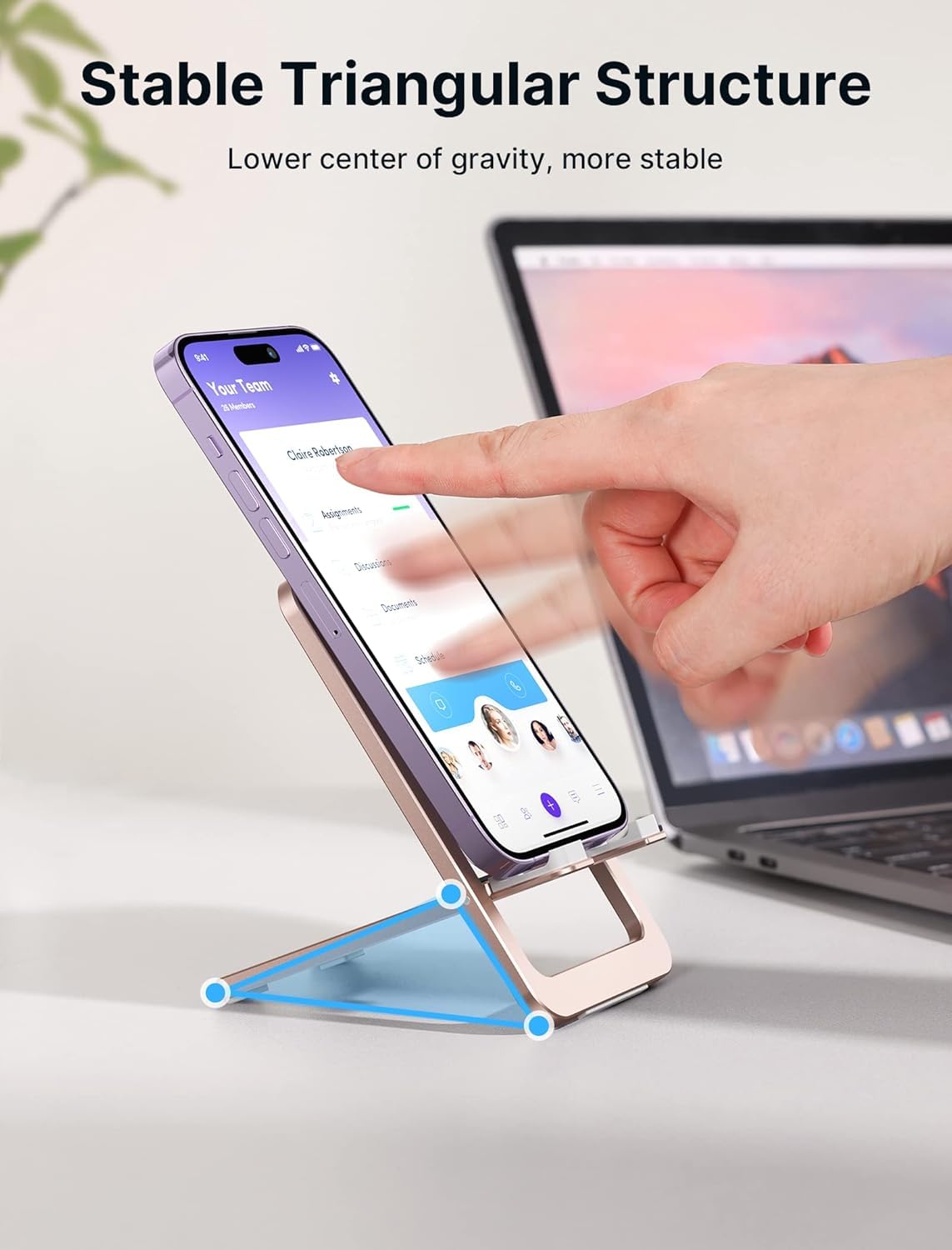 JSAUX Universal Mobile Stand for Desk with 0–90° Adjustable Swivel and Foldable Aluminum Design | Pink 2Pcs Set