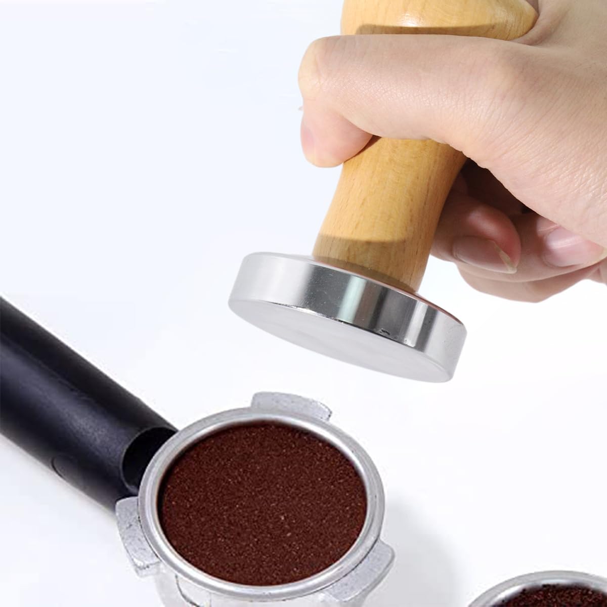 Supvox Espresso Tamper for Barista Coffee with 51mm Metal Base and Ergonomic Wooden Handle