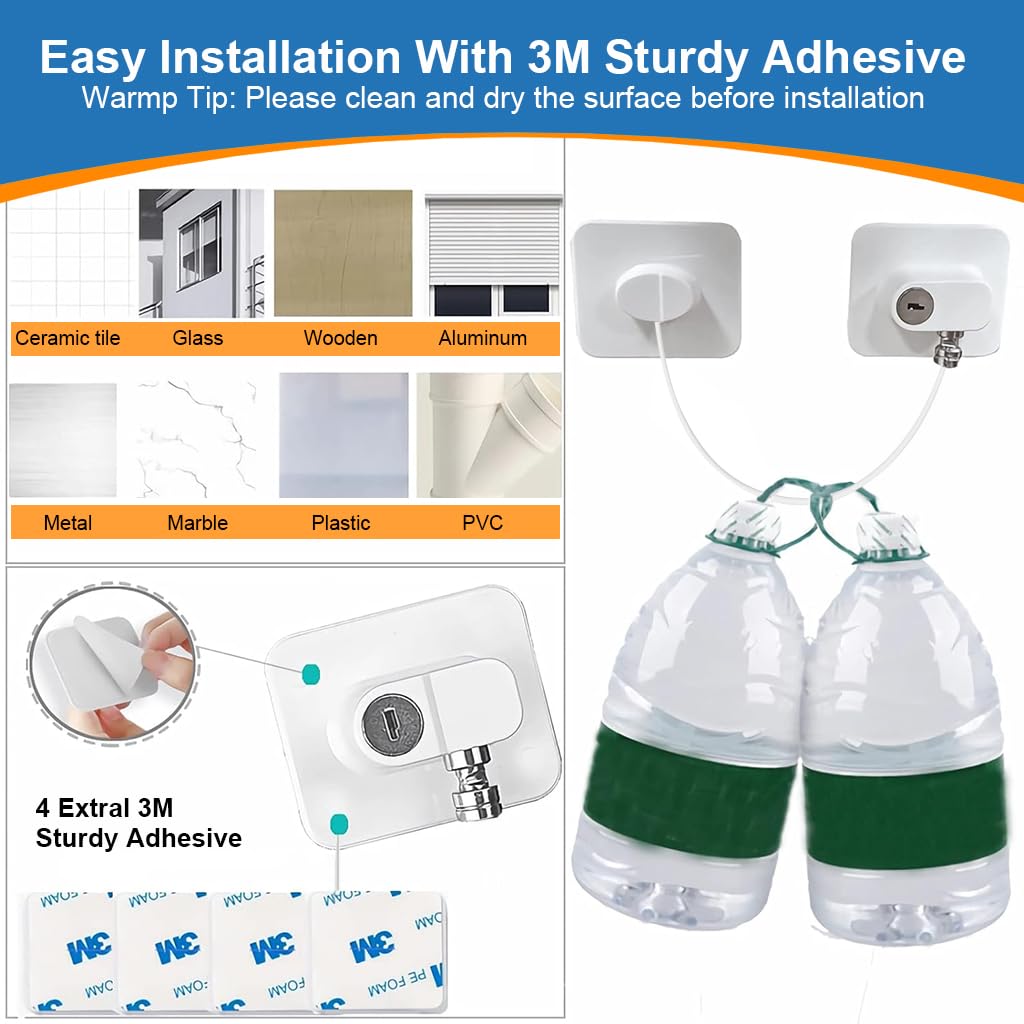 STHIRA Child Lock for Drawers and Refrigerator with Keys featuring Stainless Steel Chain | Self Adhesive 2Pcs Safety Device