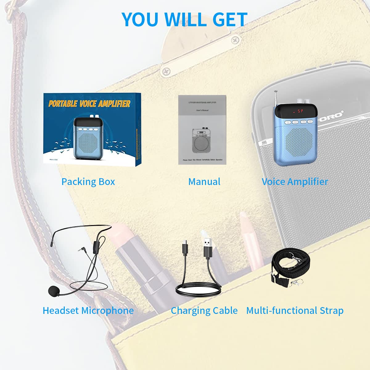 ZORBES USB Speaker Voice Amplifier for Teachers with 20W Power and DSP Noise Reduction | 2000mAh Rechargeable Microphone Set