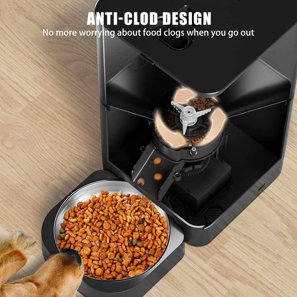 Qpets Cat Feeder Automatic 6L Smart Pet Food Dispenser with Timer and Voice Reminder | Dual Power & Stainless Steel Bowls