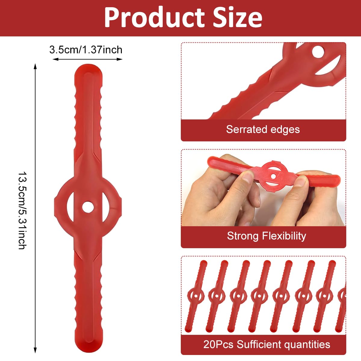 HASTHIP mower blades replacement for grass trimmer with 20 pcs 14 cm serrated plastic blades | universal fit for brush cutter