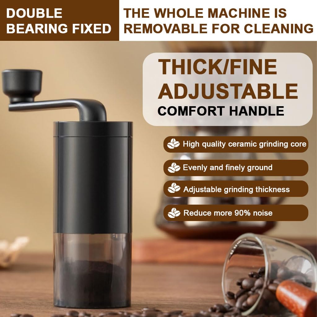 Supvox Manual Coffee Grinder for Home Brewing with Adjustable Settings and Sleek Design