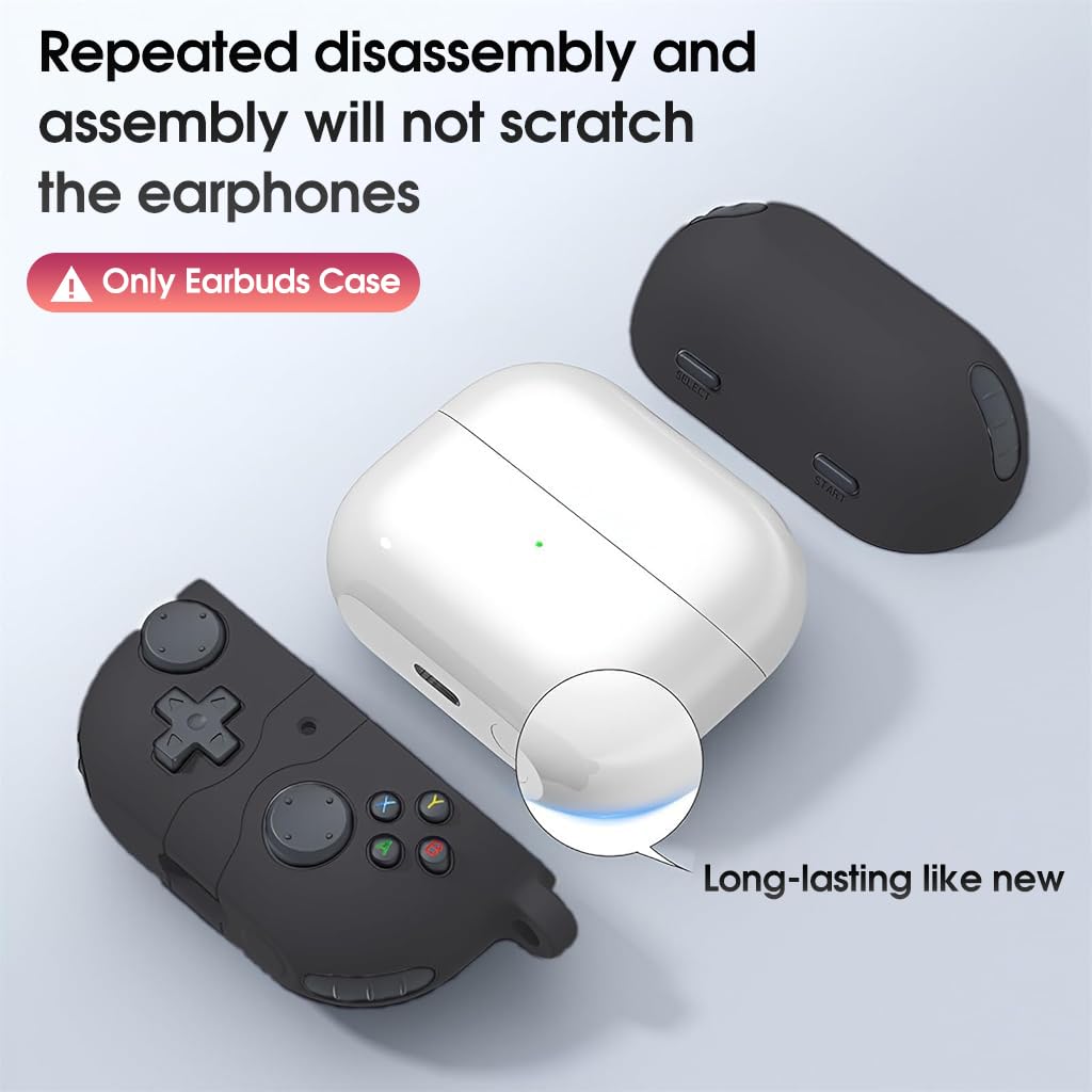 ZORBES Earbuds Case Cover for Samsung Galaxy Buds 3 with Carabiner | Retro Gaming Silicone Protection Black