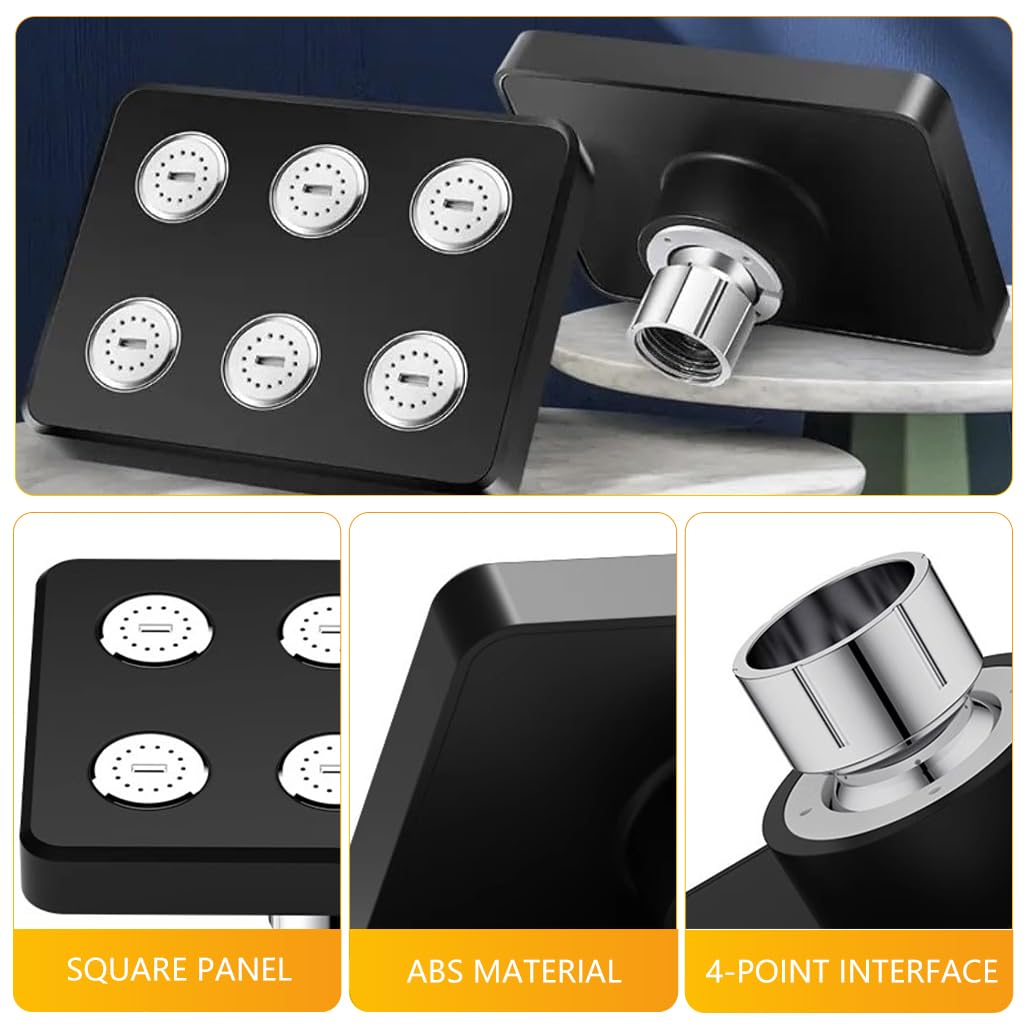 HASTHIP Rain Shower Head for Bathroom with 360° Rotation and Six 14 Nozzle Outlets | Black ABS