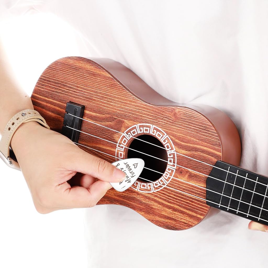 PATPAT Guitar Picks Set for Couples with Engraved Love Messages | Stainless Steel 2Pcs Gift