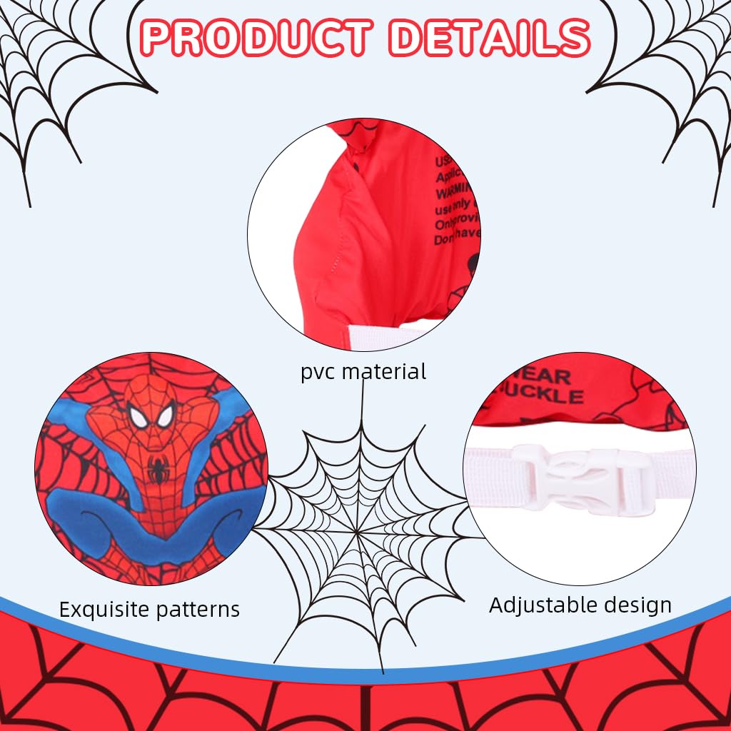 Proberos Float Arm Bands Vest for Kids 30–55 lbs with One Piece Inflatable PVC | Red Superhero Design
