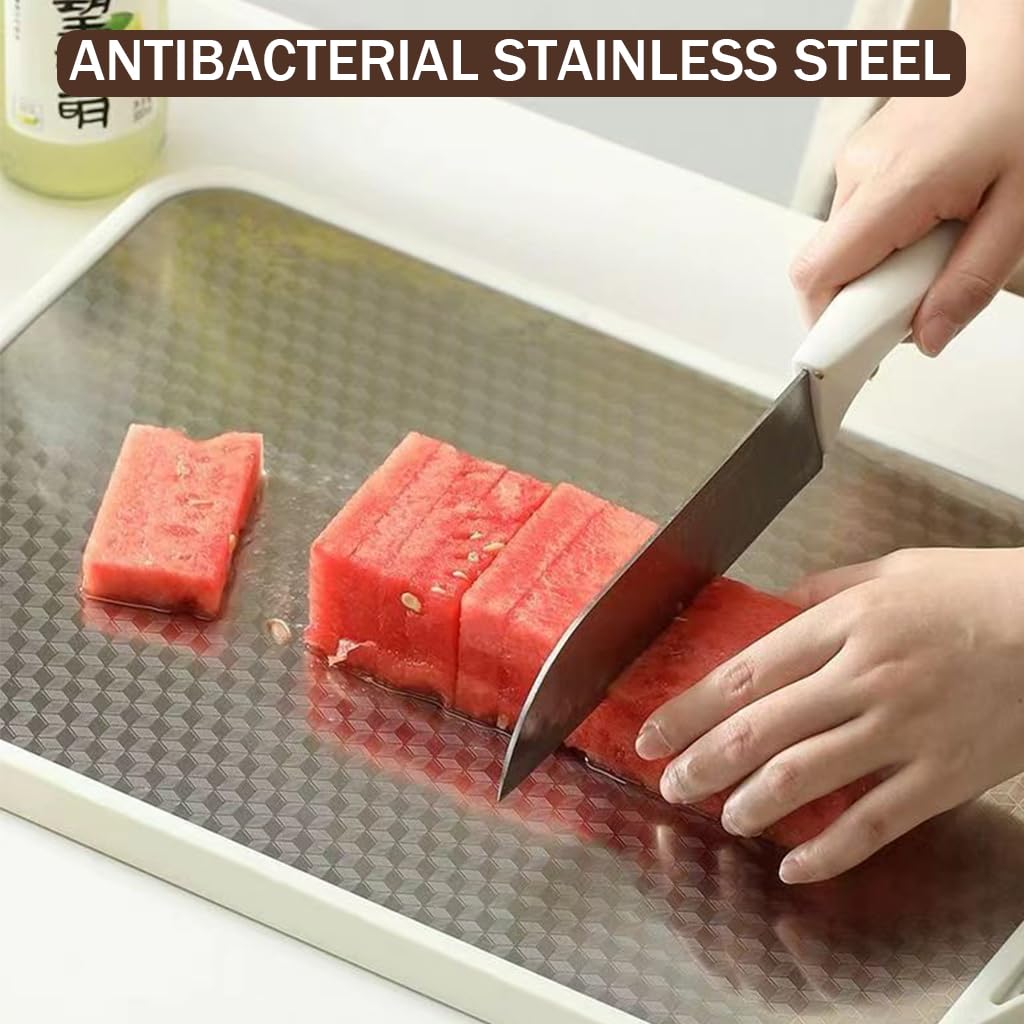 Supvox Chopping Board for Meat Fruit and Vegetables with Dual Sided Design | 18.1x11.8 in 304 Stainless Steel