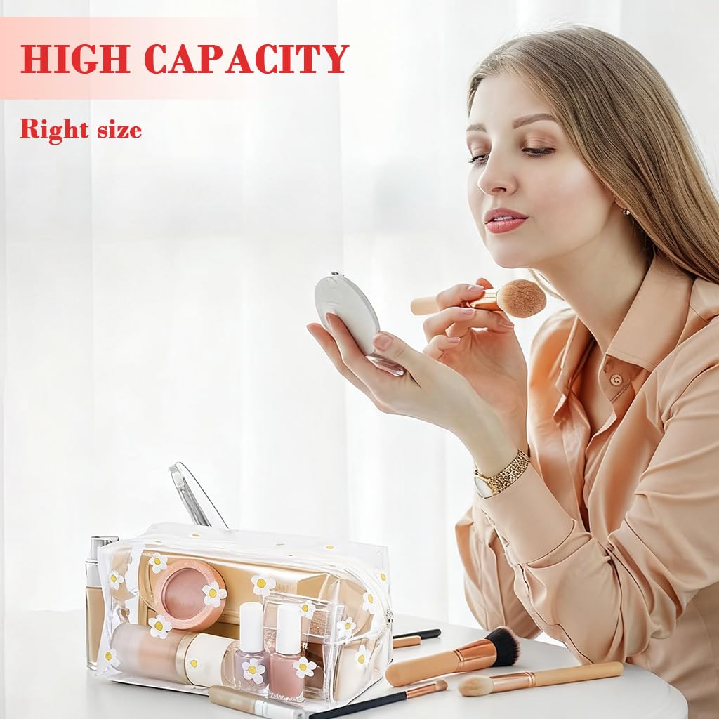 MAYCREATE Waterproof Zipper Pouch Bags for Travel and Daily Use with Floral Prints 18x9x9cm