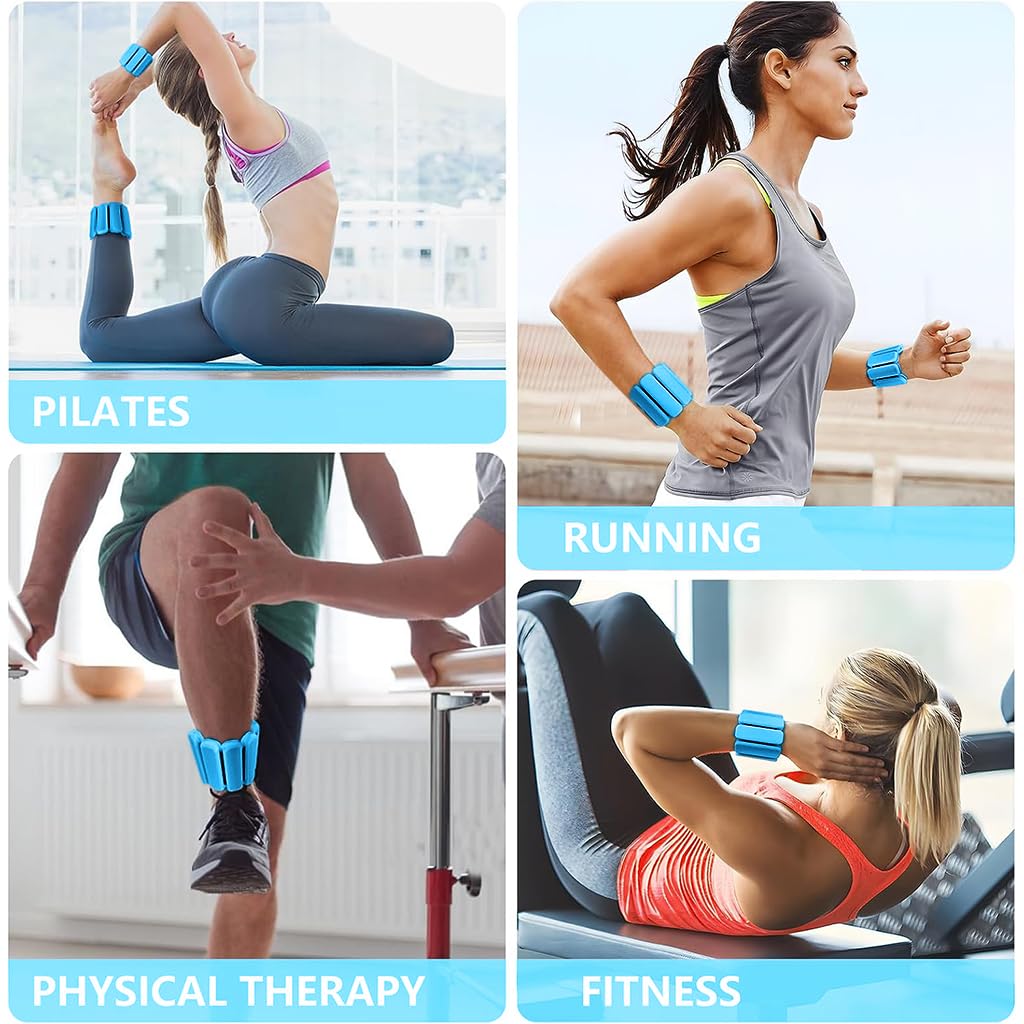 Optifit Adjustable Silicone Wrist and Ankle Weights Set 2lb with 8pcs Steel Sheets for Men & Women | Ideal for Exercise and Physical Therapy