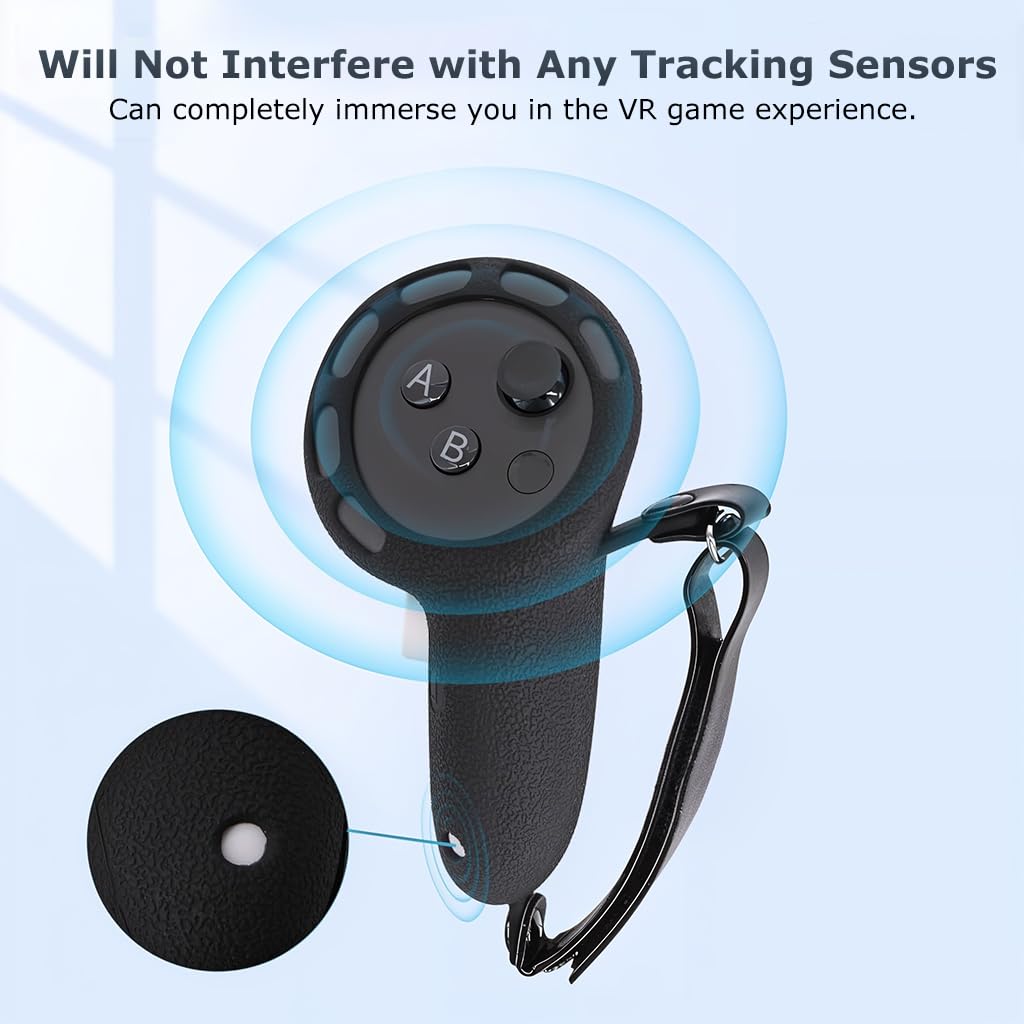 ZORBES Controller Grips Cover for Meta Quest 3 and 3S featuring Textured Silicone and Adjustable Wrist Strap