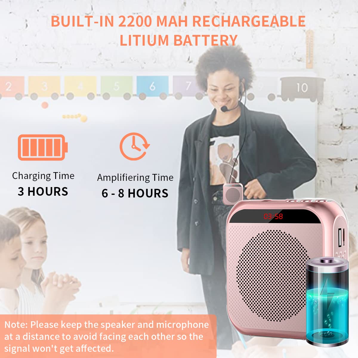 ZORBES Voice Amplifier for Teachers with 2200 mAh Rechargeable Battery and DSP Noise Reduction | Portable Microphone Headset Set