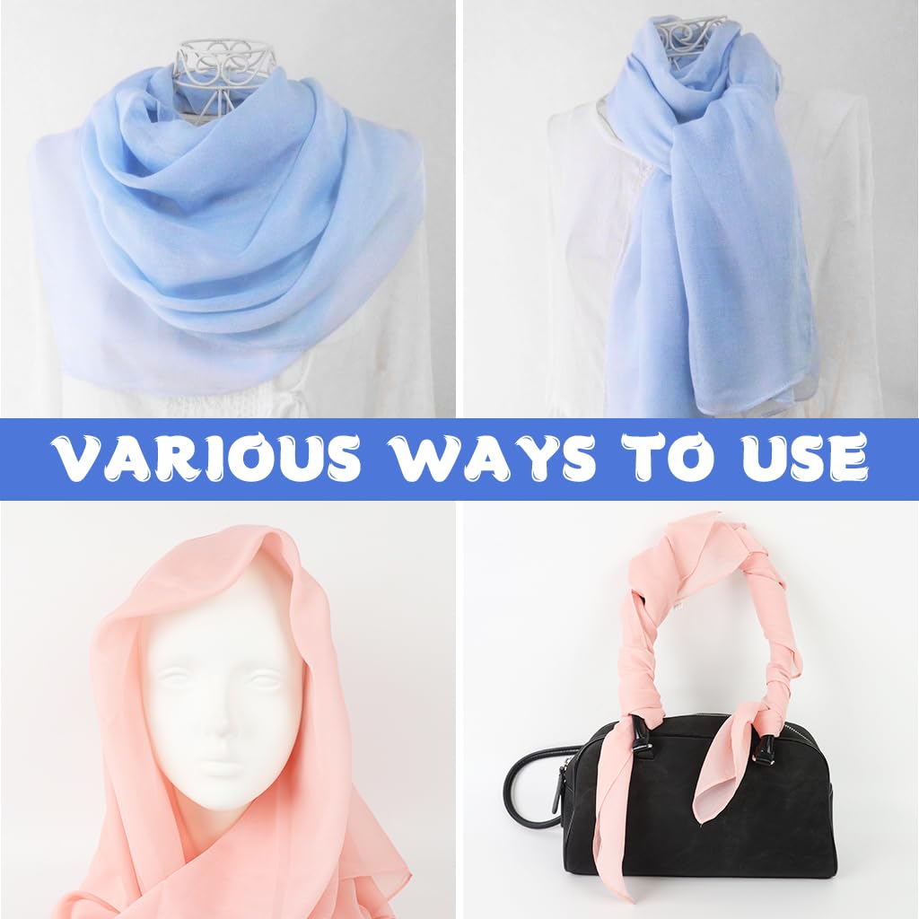SANNIDHI Head Scarf for Women featuring 38 in Square Silk-Like Polyester Fabric Pink & Blue