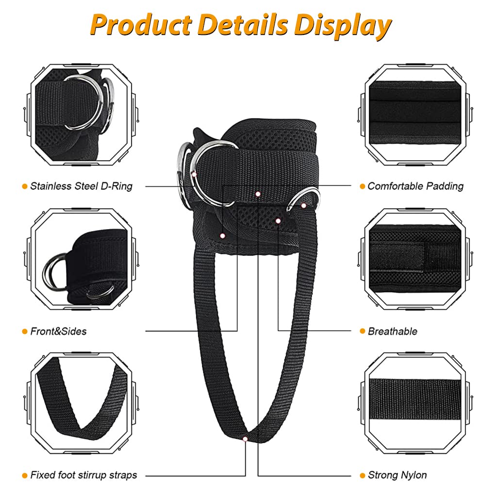 Optifit Ankle Straps for Cable Machine Workouts with Dual D Rings and Nylon Material | 1 Pair
