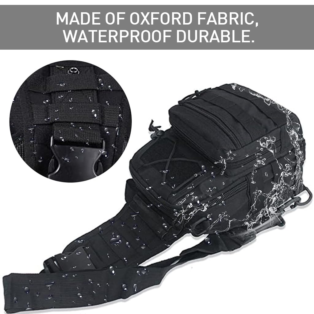 GUSTAVE Sling Bag for Men with Three Zipper Compartments and Removable Strap | Oxford Cloth Daypack for Hiking and Commuting